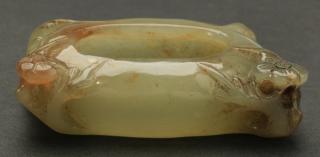 Appraisal: Chinese celadon jade brush washer l Chinese jade brush washer