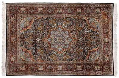 Appraisal: Finely woven modern Isfahan rug ornate central medallion on dark