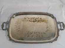 Appraisal: A large two handled silver plate on copper tray x