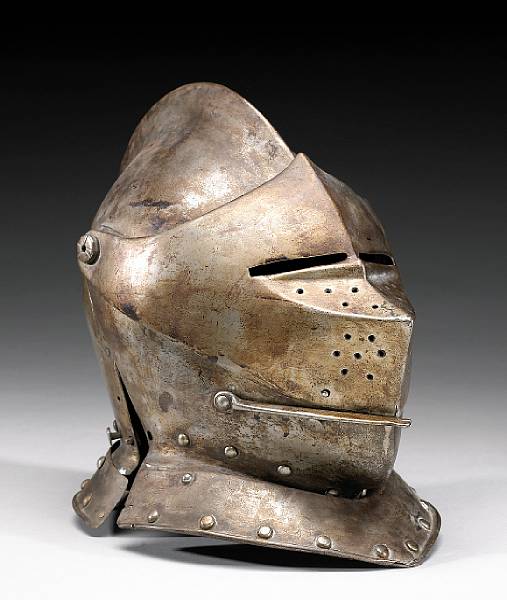 Appraisal: A composite close helmet th th century One piece hand