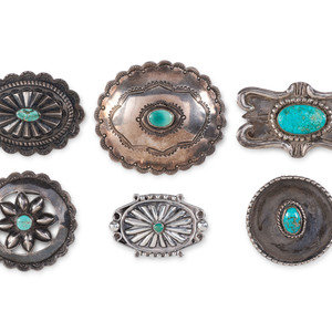 Appraisal: Navajo Silver and Turquoise Pins Brooches mid- th century lot