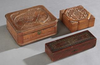 Appraisal: Group of Three French Dresser Boxes th c cons Group