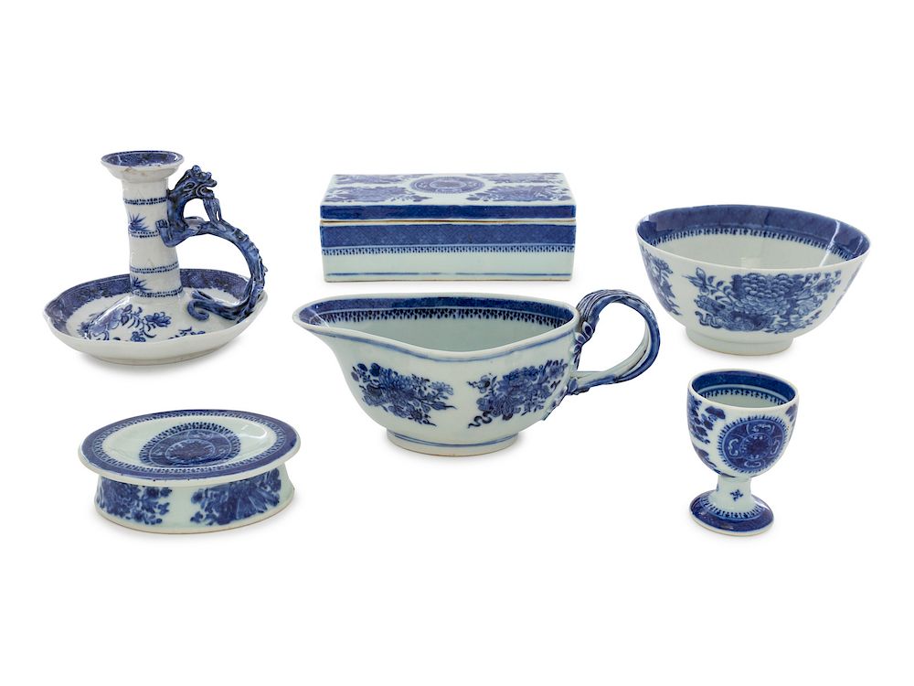 Appraisal: A Collection of Chinese Export Blue Fitzhugh Porcelain Articles Height