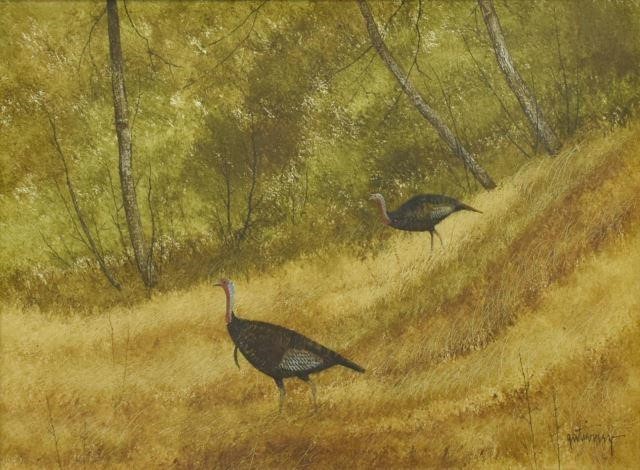 Appraisal: Framed watercolor painting Wild Turkeys signed lower right Gutierrez Raul