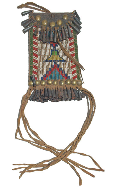 Appraisal: Plains Indians ration bag sinew sewn colorful beaded design on