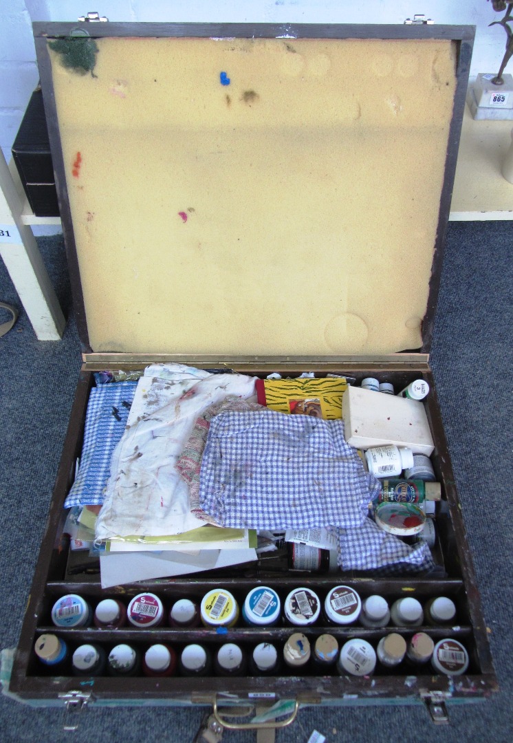 Appraisal: Fleur Cowles' original paint box the hinged lid opening to