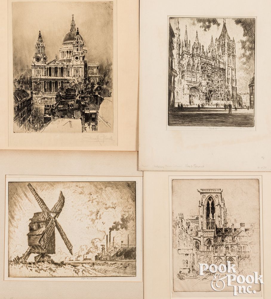 Appraisal: Four Joseph Pennell etchings Four Joseph Pennell etchings to include