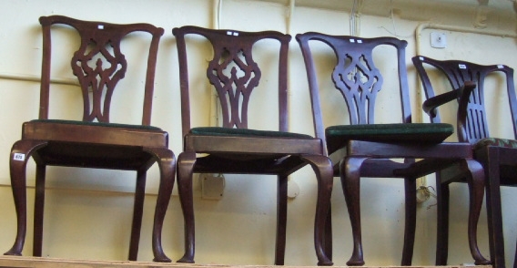 Appraisal: A set of six George III style mahogany dining chairs