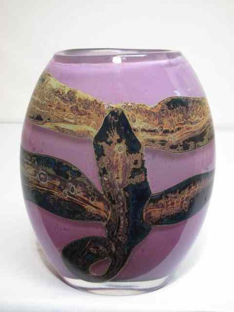 Appraisal: A large Art glass vase in amethyst colors with thick