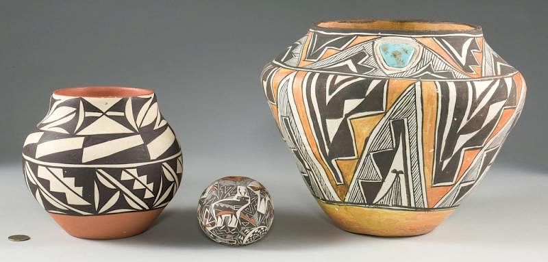 Appraisal: Acoma Ollas inc C Faustine Three Native American Acoma ollas