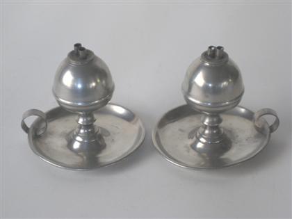 Appraisal: Pair of petticoat whale oil lamps tbm taunton britannia manufacturing