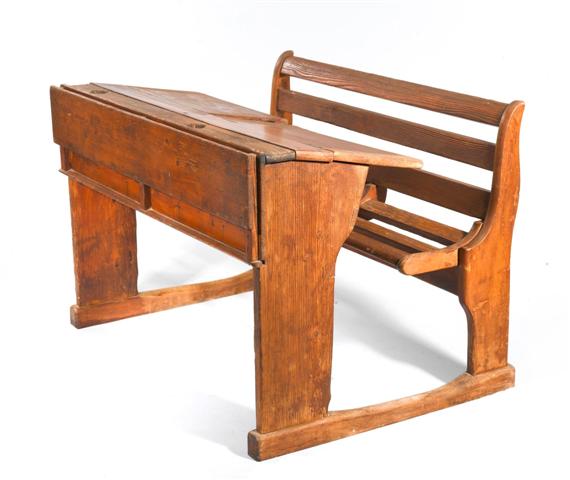 Appraisal: SCHOOL BENCH Biedermeier Switzerland Softwood ash and beech frontal compartments