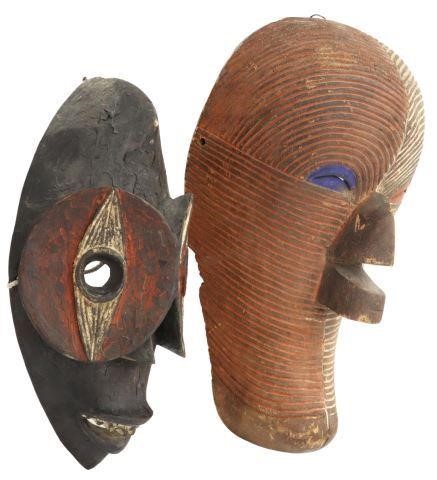 Appraisal: lot of African carved wood masks Democratic Republic of the