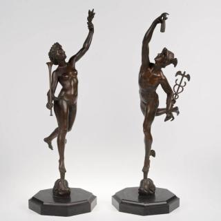 Appraisal: After Giambologna th c Grand Tour pair bronzes Mercury and