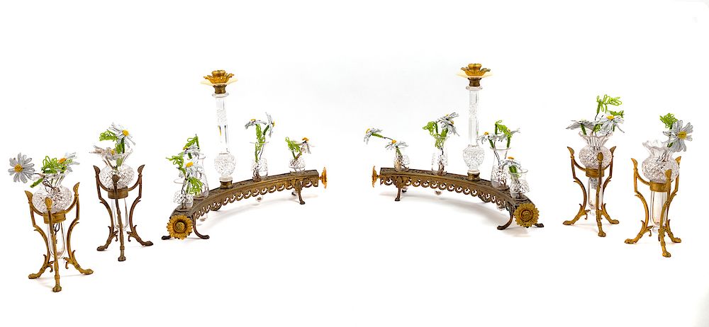 Appraisal: An Assembled French Gilt Metal and Cut Glass Table Garniture