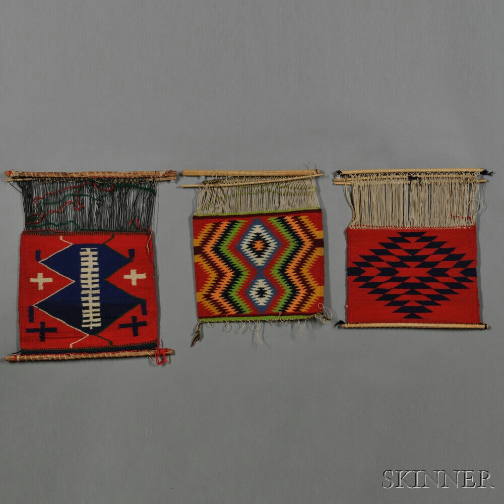 Appraisal: Three Navajo Germantown Samplers on Looms c late th century