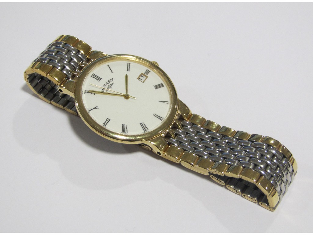 Appraisal: Gents bi colour metal Rotary wrist watch with white circular