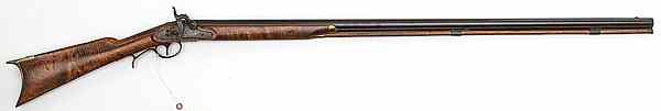 Appraisal: Half-Stock Percussion Fowler by Leman gauge round musket-style barrel Engraved