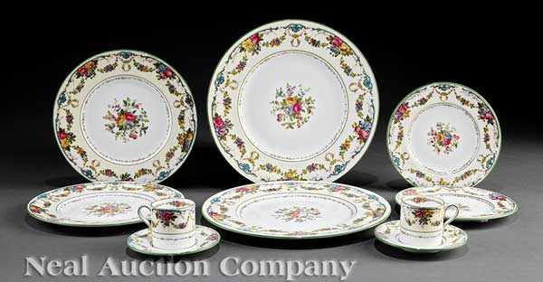 Appraisal: A Wedgwood Transfer-Printed and Hand-Painted Partial Dinner Service for Twelve