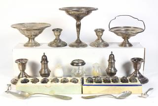 Appraisal: lot of American sterling silver including weighted candle holders compotes