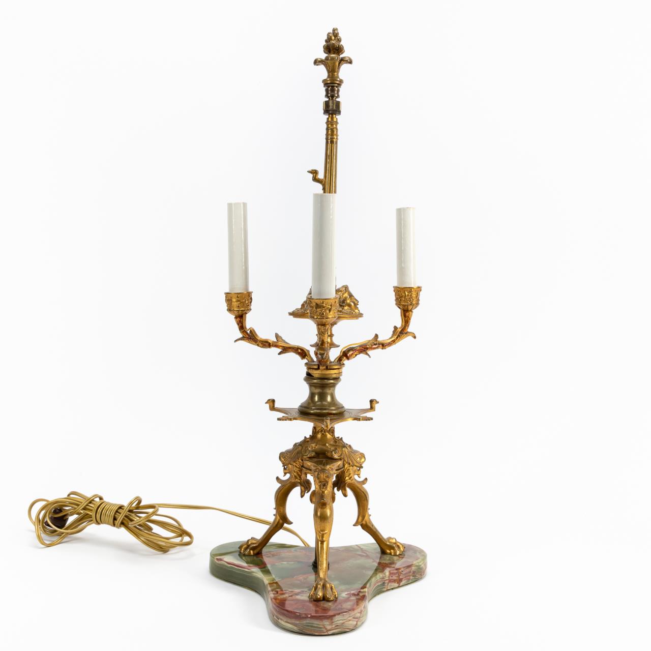 Appraisal: NAPOLEON III BRONZE BOUILLOTTE LAMP ON ONYX BASE French th