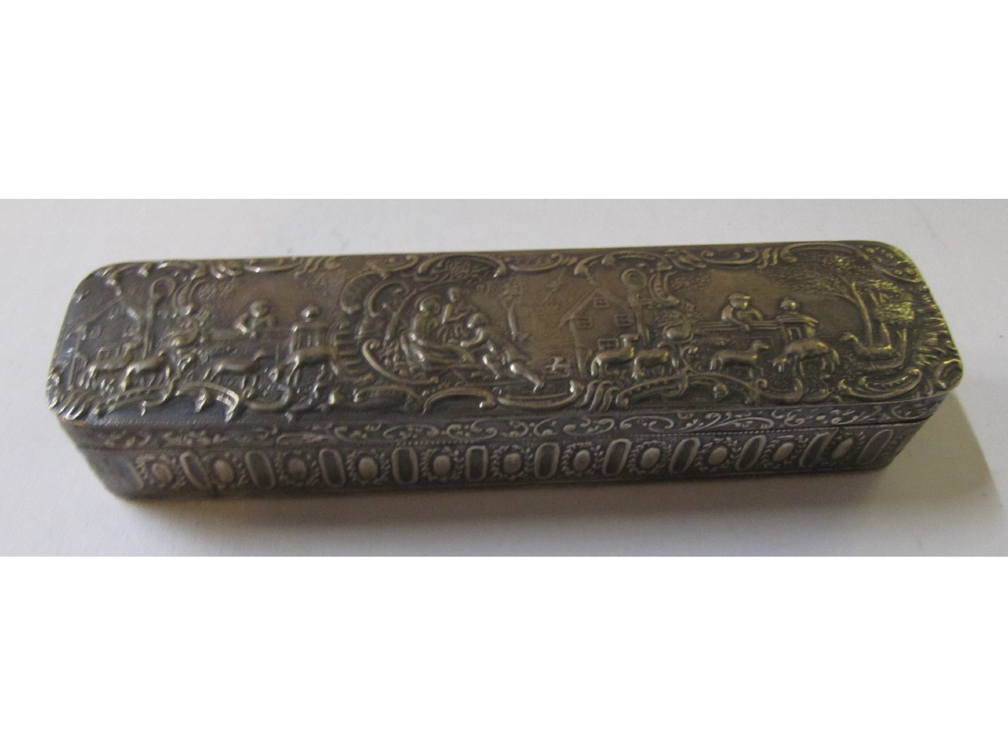 Appraisal: An embossed continental silver trinket box import marks for London