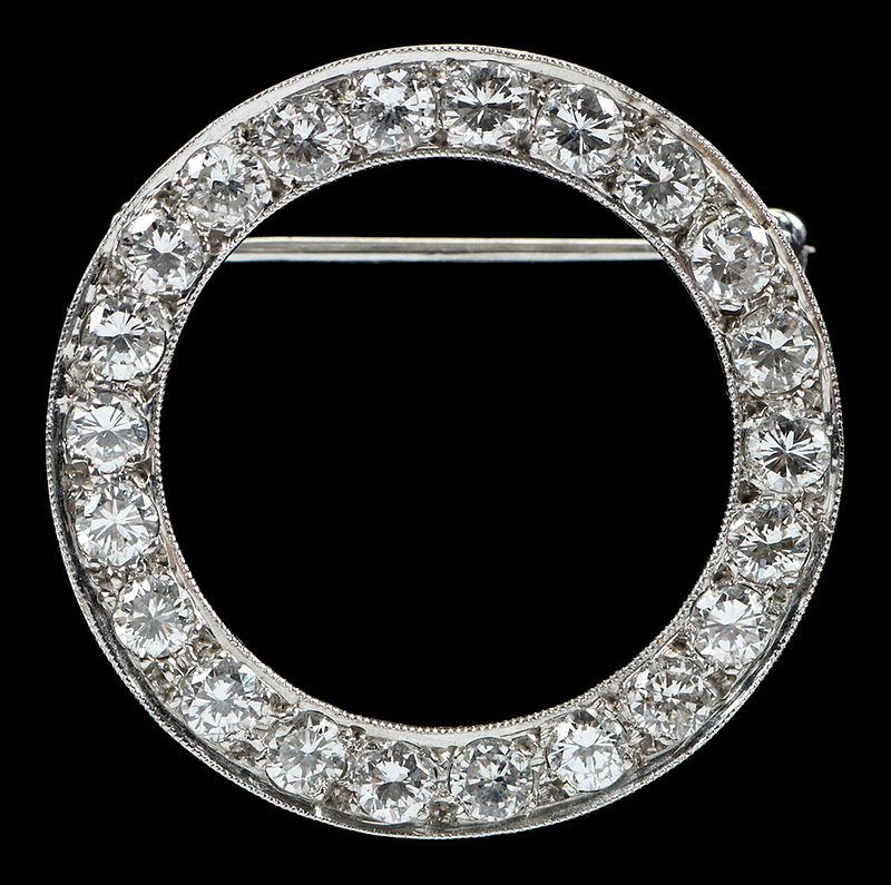 Appraisal: Platinum Diamond Circle Brooch round brilliant diamonds estimated total weight