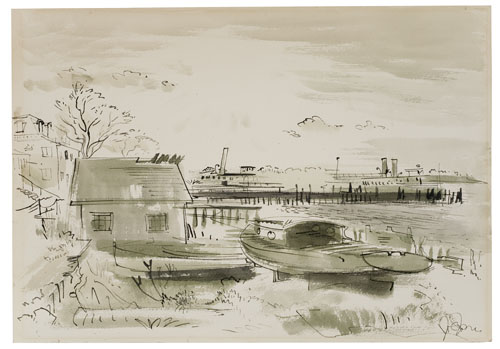 Appraisal: JOE JONES Bermuda Landscape Pen and ink and wash on