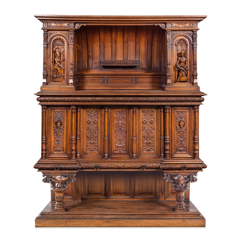 Appraisal: A French Renaissance Revival Carved Walnut Cabinet A French Renaissance