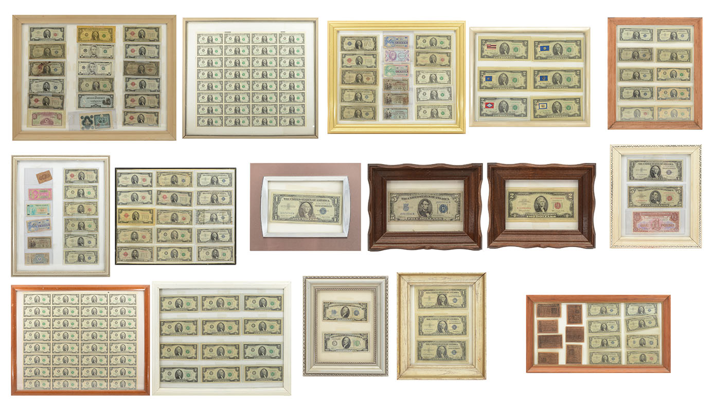 Appraisal: LARGE COLLECTION OF FRAMED US CURRENCY A large assembled collection