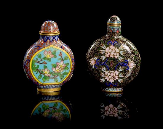 Appraisal: Two Cloisonne Enamel Snuff Bottles Height of tallest inches Two