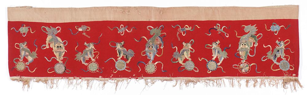 Appraisal: Embroidered Ceremonial Hanging Miao People China Embroidered ceremonial hanging with