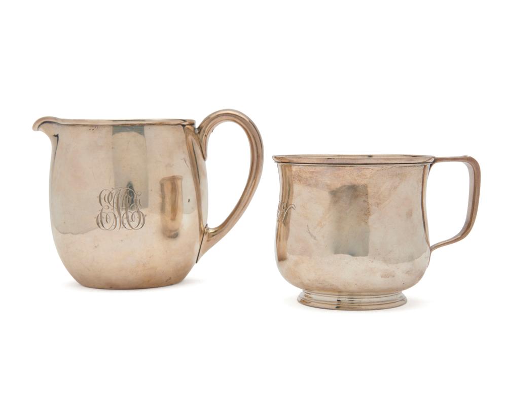 Appraisal: Arthur Stone Silver Milk Pitcher and Silver Cup Boston milk