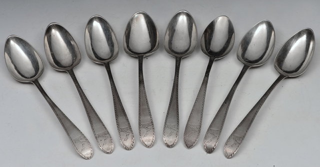 Appraisal: FOUR GEORGIAN IRISH SILVER CELTIC POINT AND FEATHER EDGE DESSERT