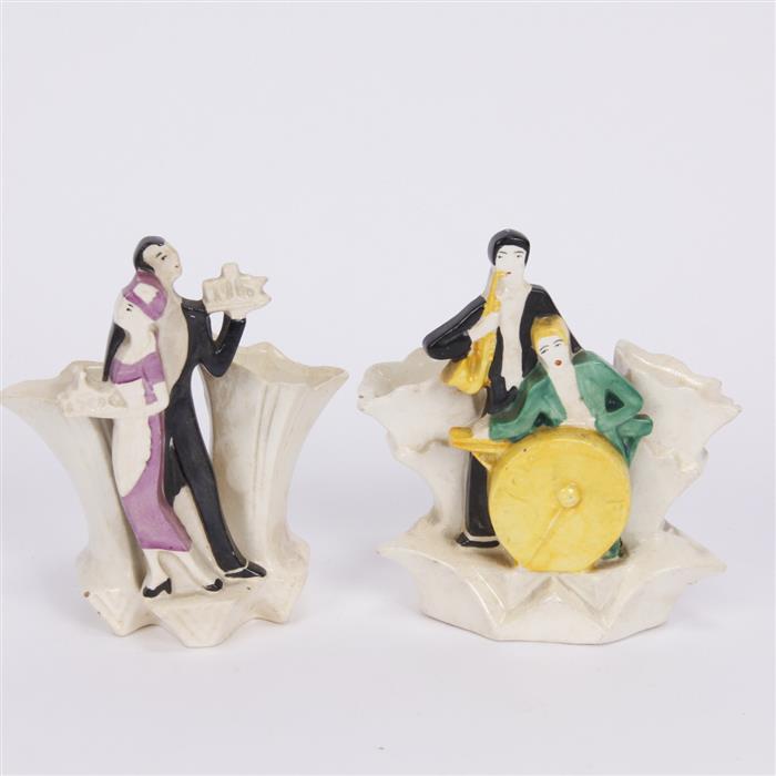 Appraisal: Goebel German porcelain Art Deco Jazz figurine planters H x