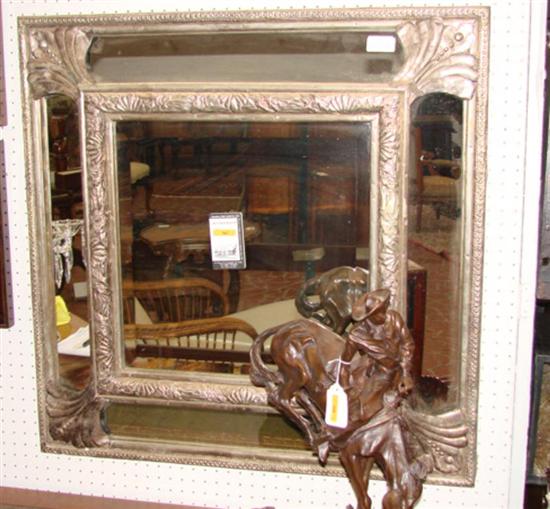 Appraisal: Silverplate cushion mirror square double-framed mirror with pressed metal leaf