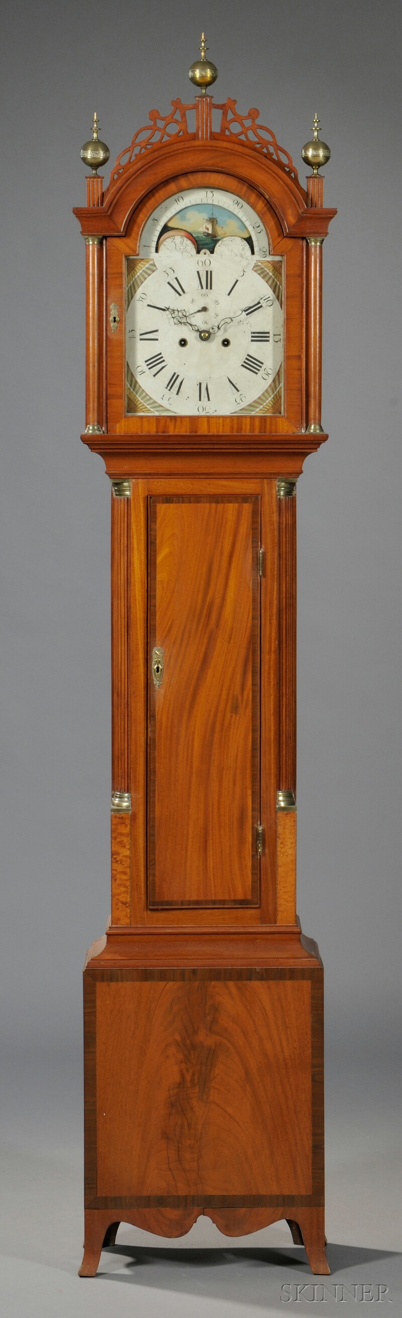 Appraisal: Federal Carved Mahogany Mahogany Veneer and Bird's-eye Maple Inlaid Tall