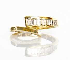 Appraisal: A ct gold baguette cut diamond set ring estimated total