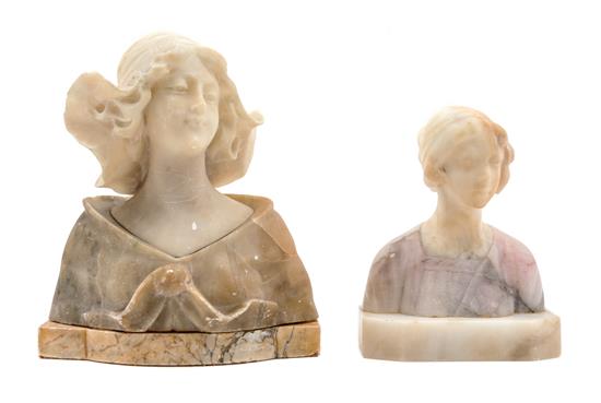 Appraisal: Sale Lot Two Italian Alabaster Busts one depicting a draped