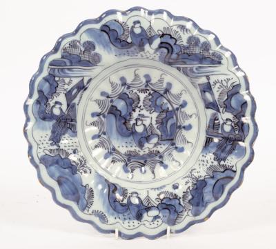 Appraisal: An th Century blue and white Delft dish with reeded