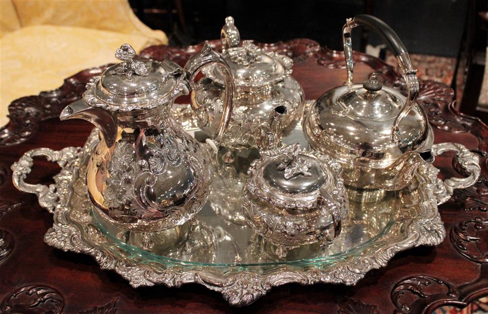 Appraisal: SHEFFIELD PLATE FOUR-PIECE TEA SERVICE John Turton Sheffield with blank