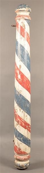 Appraisal: Antique Turned and Painted Wood Barber Pole Antique Turned and