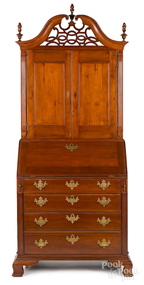 Appraisal: Connecticut Chippendale cherry secretary desk Exclusive on Bidsquare Connecticut Chippendale