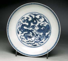 Appraisal: IMPERIAL CHENGHUA BLUE AND WHITE DISH Superbly painted Chinese th