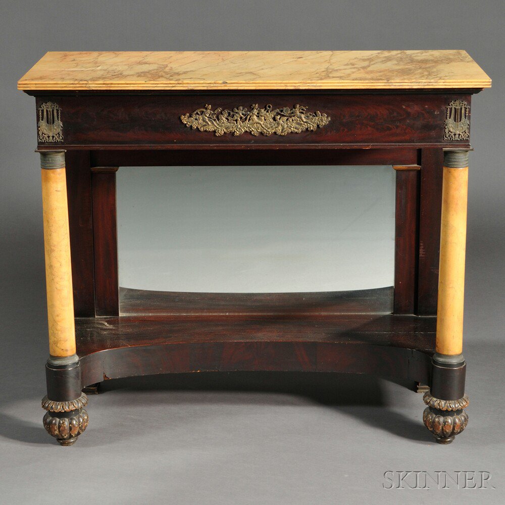 Appraisal: Classical Mahogany and Mahogany Veneer Pier Table probably New York