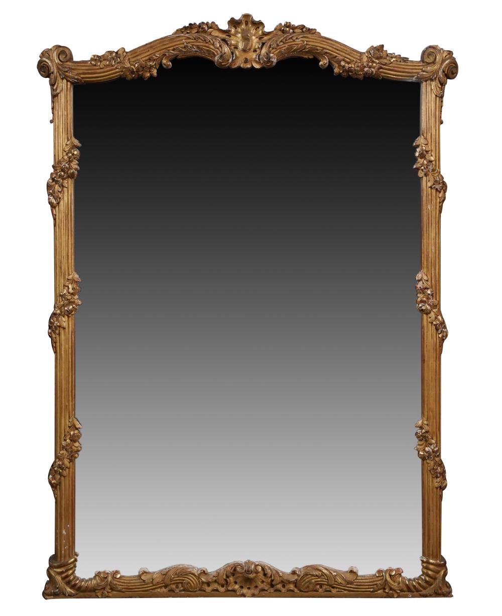 Appraisal: LOUIS XV STYLE GILTWOOD WALL MIRRORstamped 'Made in France' to