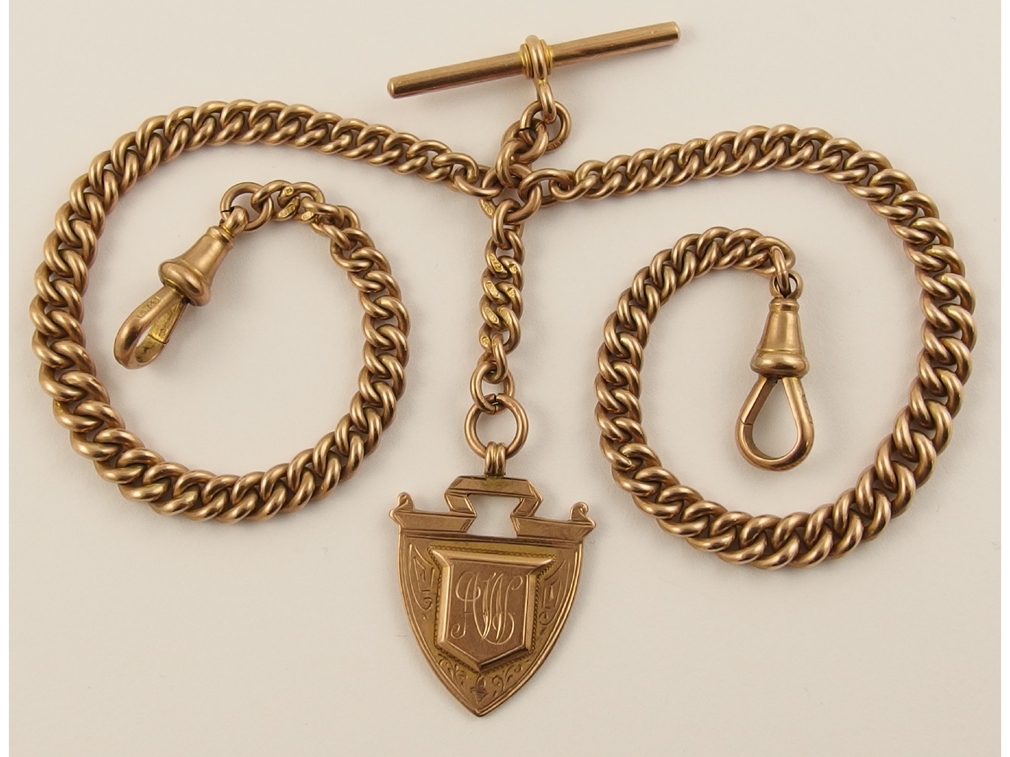 Appraisal: A double length ct tapered Albert chain with medallionevery link