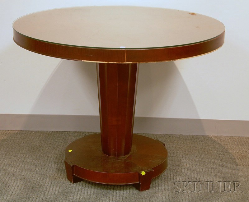 Appraisal: Neoclassical-style Circular Veneer Center Table with Fluted Pedestal Base attributed