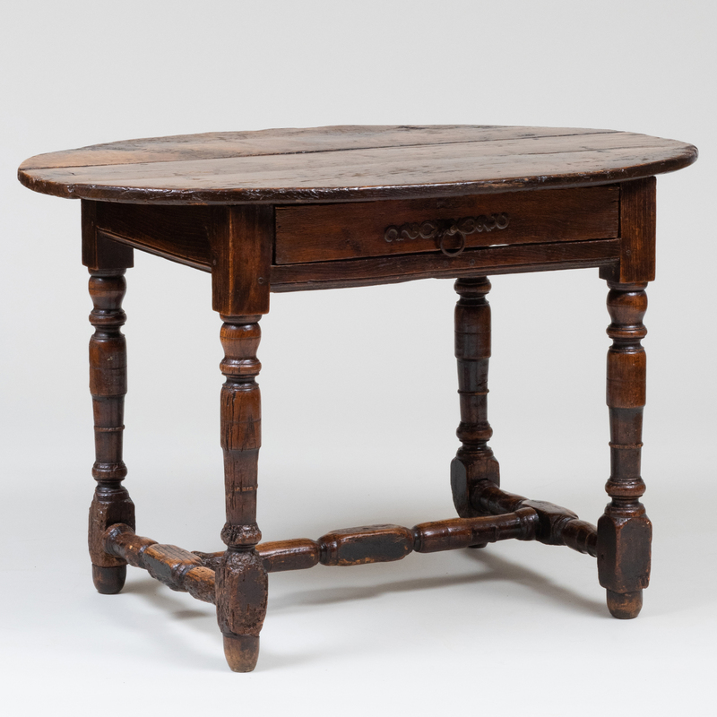 Appraisal: CHARLES II RUSTIC OAK OVAL TOP TABLE POSSIBLY CONTINENTAL x