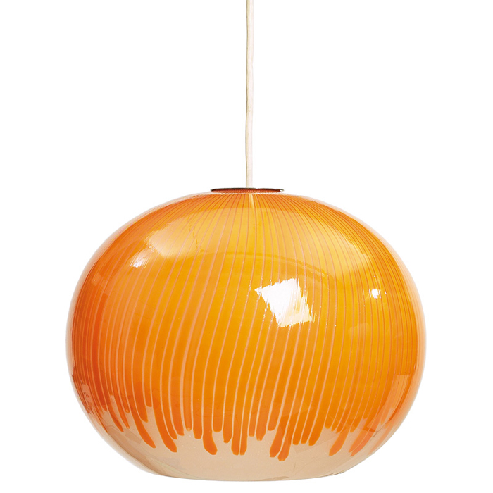 Appraisal: Venini glass hanging light fixture Murano Italy s applied orange